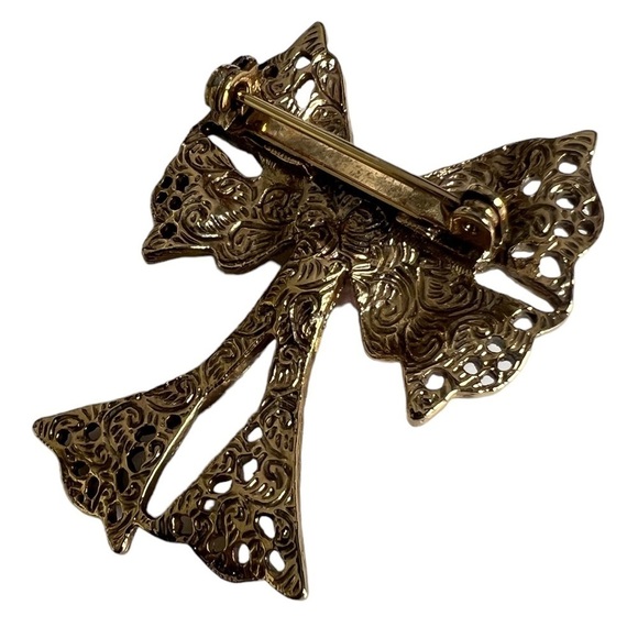 Vintage Antique Jewelry 1928 Romantic Rose adenine Bow Pin Brooch - Picture 6 of 7